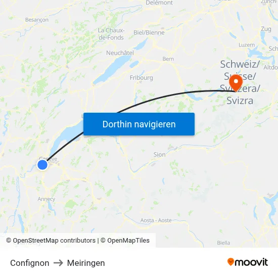 Confignon to Meiringen map