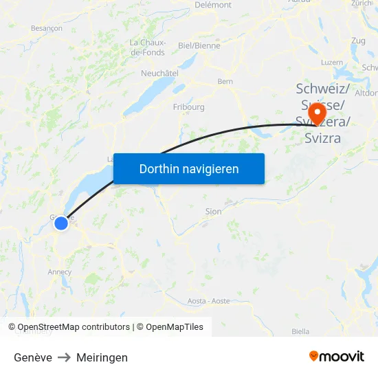Genève to Meiringen map