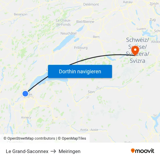 Le Grand-Saconnex to Meiringen map