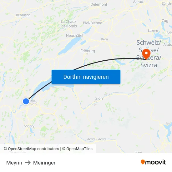 Meyrin to Meiringen map