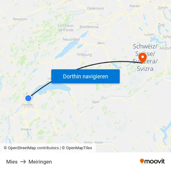 Mies to Meiringen map