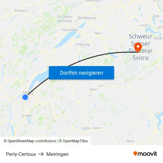 Perly-Certoux to Meiringen map