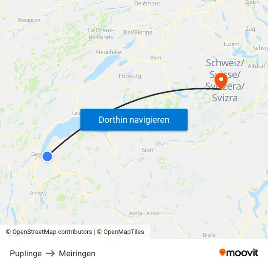 Puplinge to Meiringen map