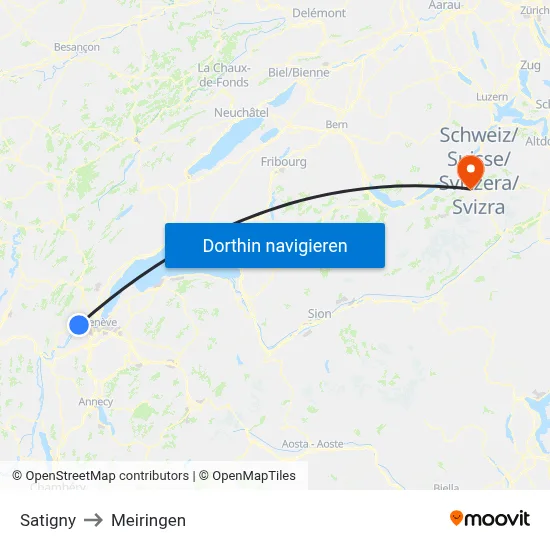 Satigny to Meiringen map
