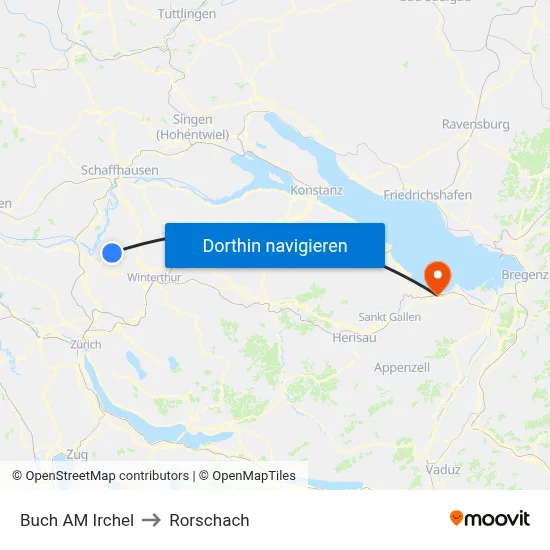 Buch AM Irchel to Rorschach map