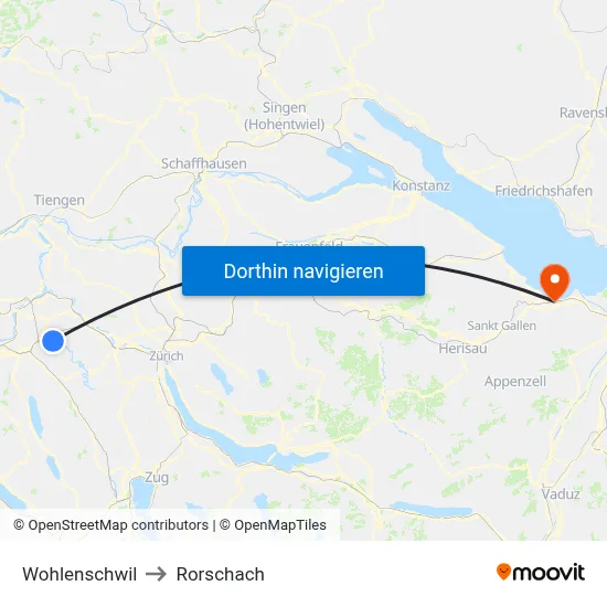 Wohlenschwil to Rorschach map