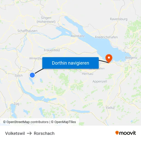 Volketswil to Rorschach map