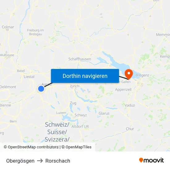 Obergösgen to Rorschach map