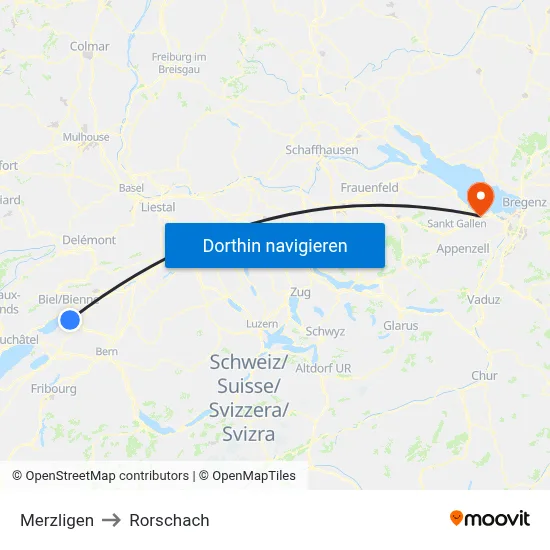 Merzligen to Rorschach map