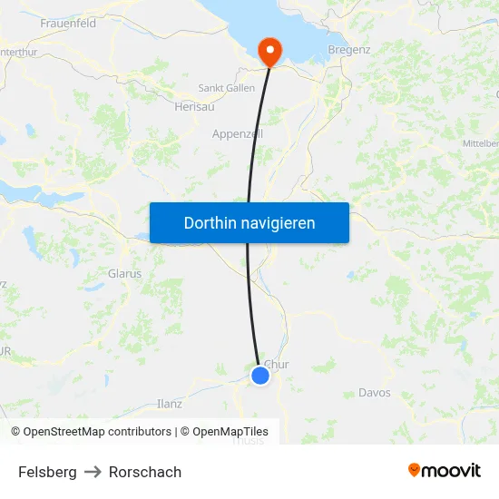 Felsberg to Rorschach map
