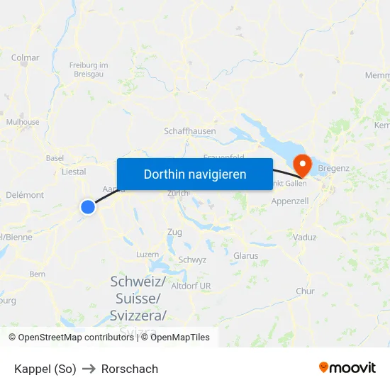 Kappel (So) to Rorschach map