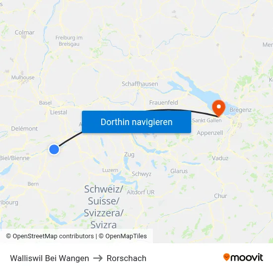Walliswil Bei Wangen to Rorschach map