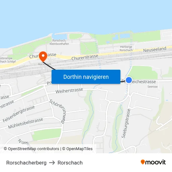 Rorschacherberg to Rorschach map
