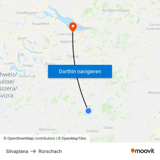Silvaplana to Rorschach map