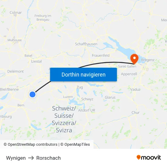 Wynigen to Rorschach map
