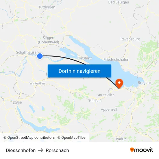 Diessenhofen to Rorschach map