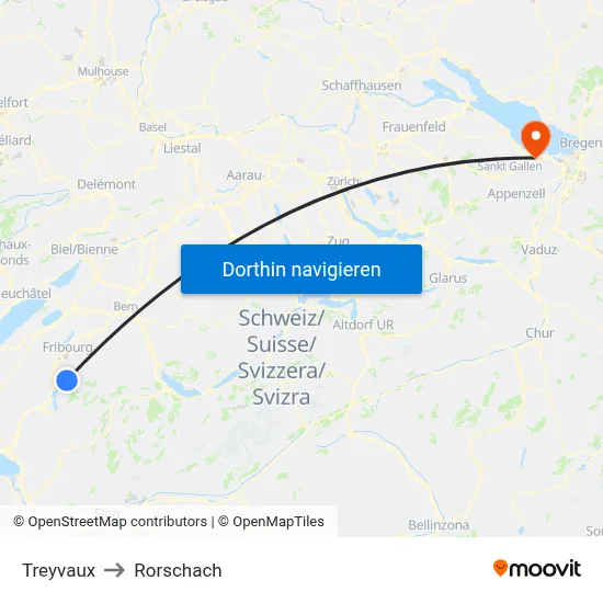 Treyvaux to Rorschach map
