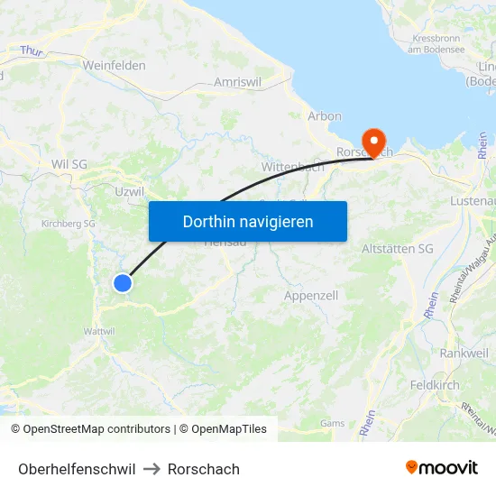Oberhelfenschwil to Rorschach map