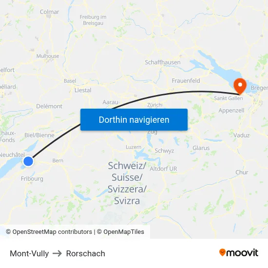 Mont-Vully to Rorschach map