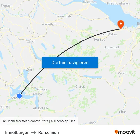 Ennetbürgen to Rorschach map