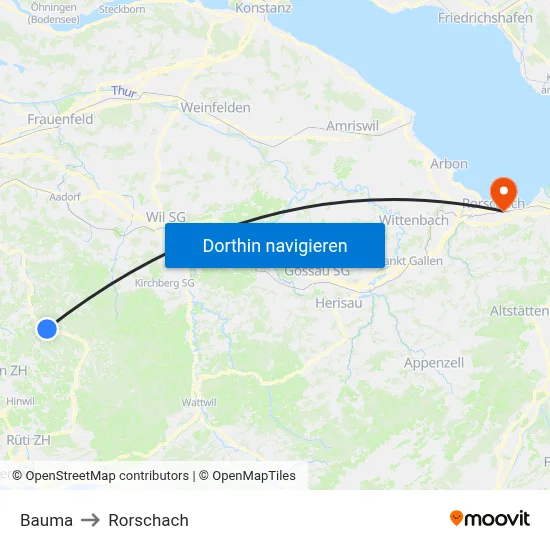 Bauma to Rorschach map