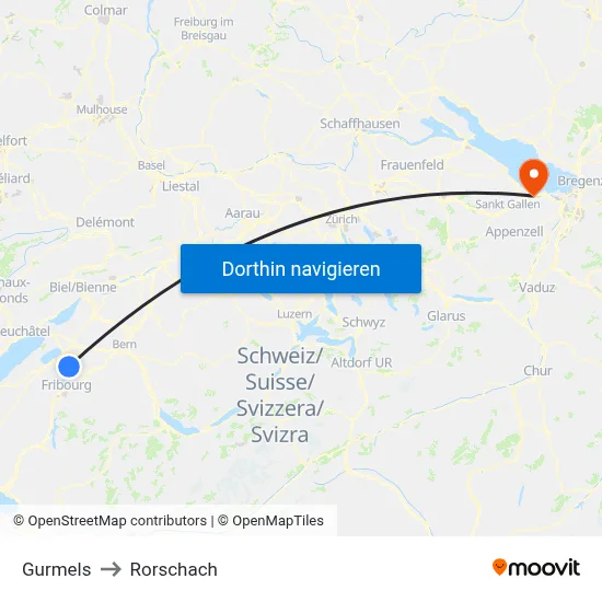 Gurmels to Rorschach map