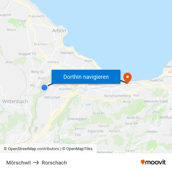 Mörschwil to Rorschach map