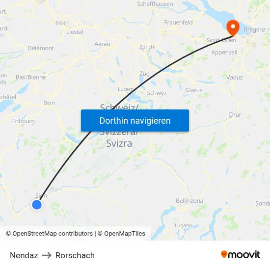 Nendaz to Rorschach map