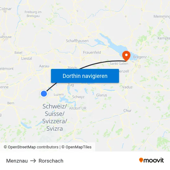 Menznau to Rorschach map