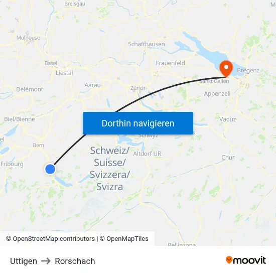 Uttigen to Rorschach map
