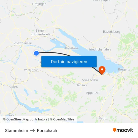Stammheim to Rorschach map
