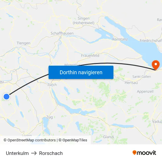 Unterkulm to Rorschach map