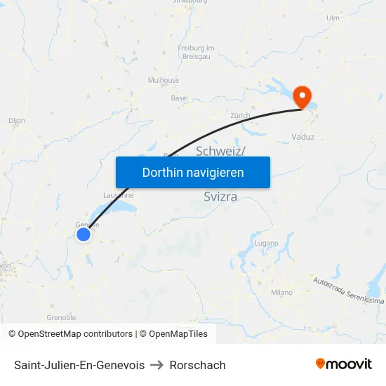 Saint-Julien-En-Genevois to Rorschach map