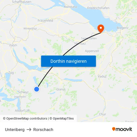 Unteriberg to Rorschach map