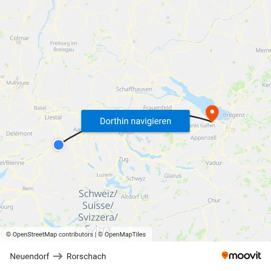 Neuendorf to Rorschach map