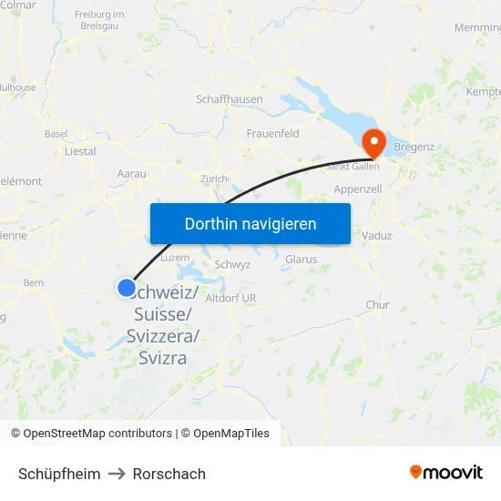 Schüpfheim to Rorschach map