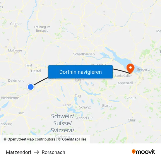 Matzendorf to Rorschach map