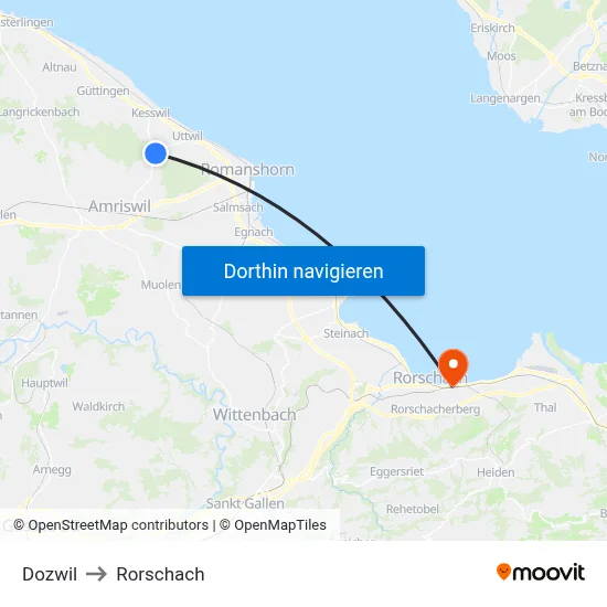 Dozwil to Rorschach map