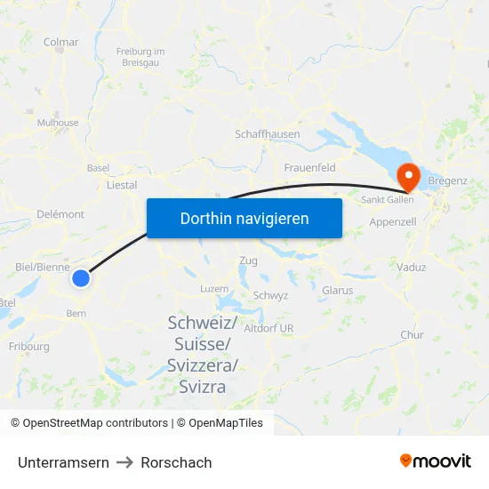Unterramsern to Rorschach map