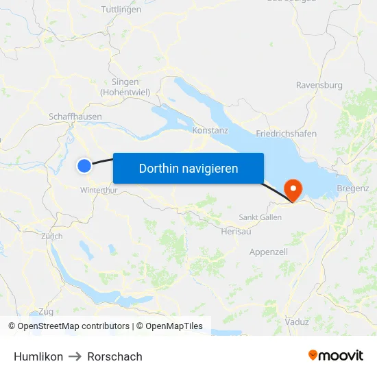 Humlikon to Rorschach map