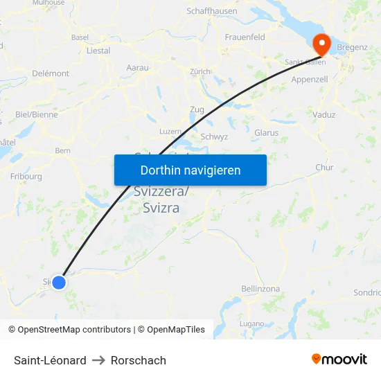 Saint-Léonard to Rorschach map