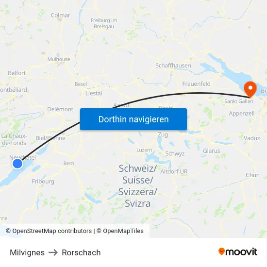 Milvignes to Rorschach map