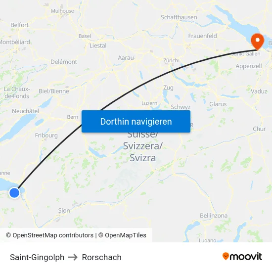 Saint-Gingolph to Rorschach map