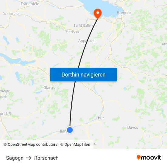 Sagogn to Rorschach map