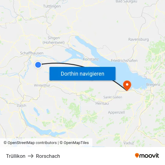 Trüllikon to Rorschach map