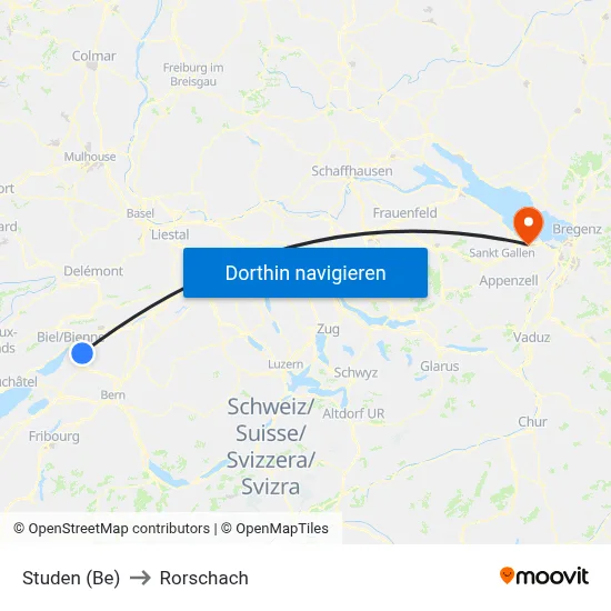 Studen (Be) to Rorschach map