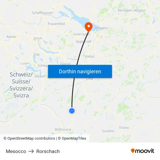 Mesocco to Rorschach map