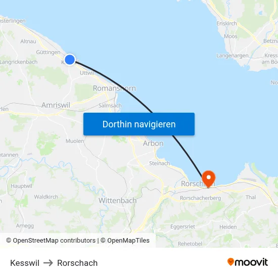 Kesswil to Rorschach map