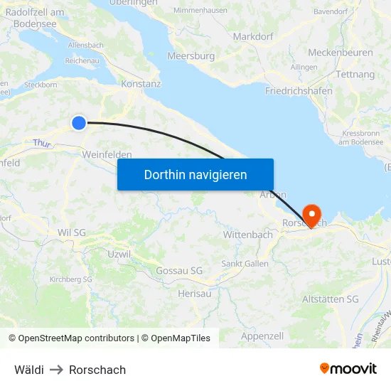 Wäldi to Rorschach map