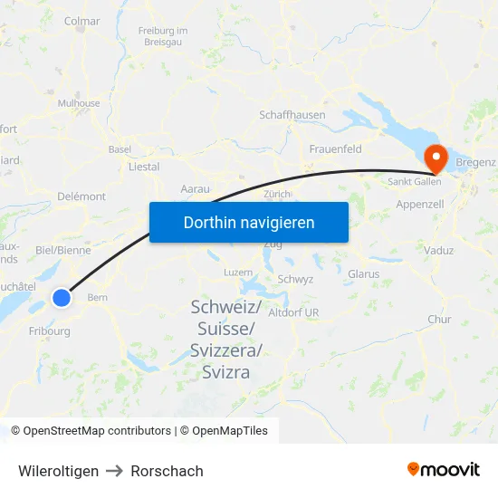 Wileroltigen to Rorschach map